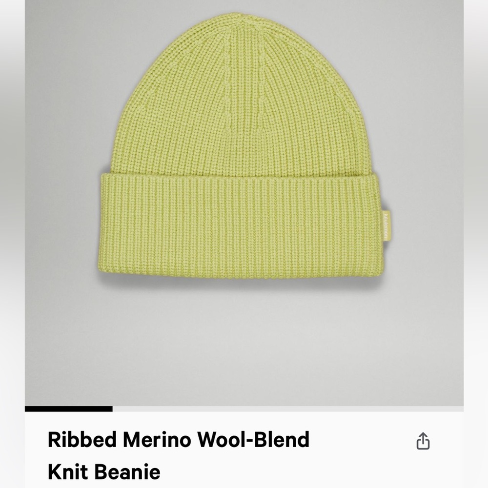 Lululemon Ribbed Merino Wool Blend Beanie in Wasabi